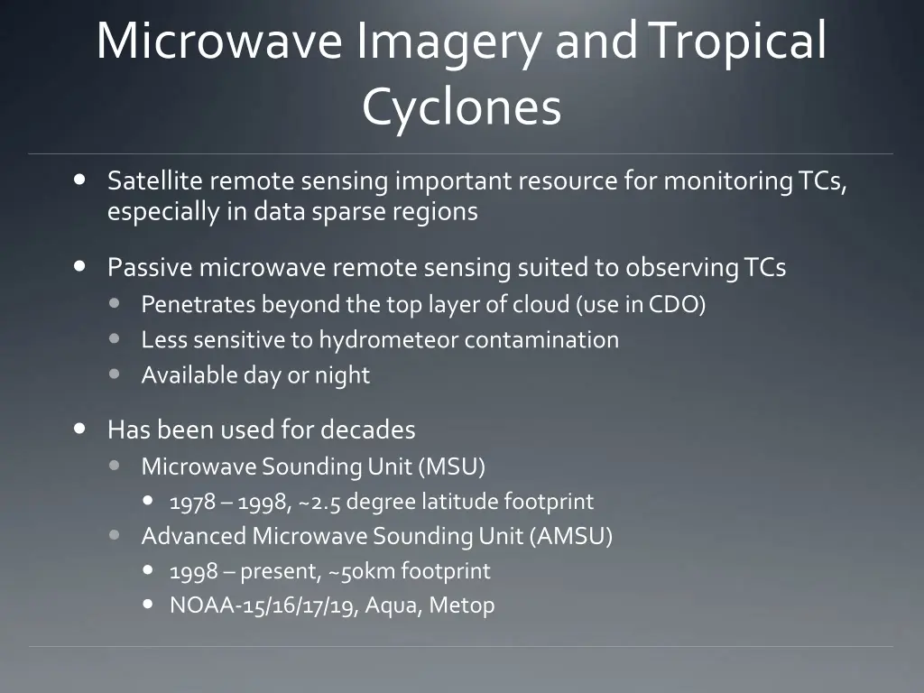 microwave imagery and tropical cyclones