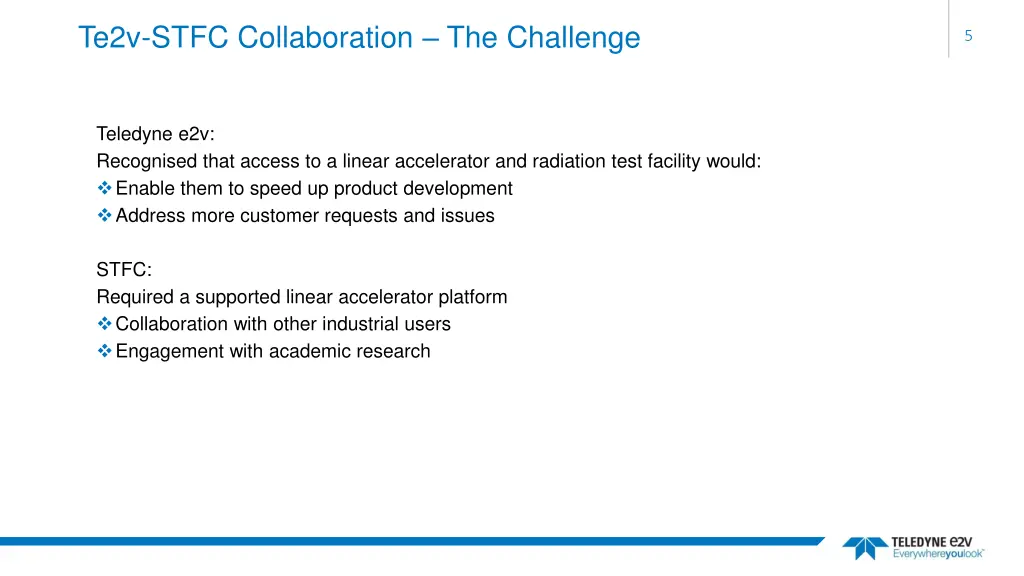 te2v stfc collaboration the challenge