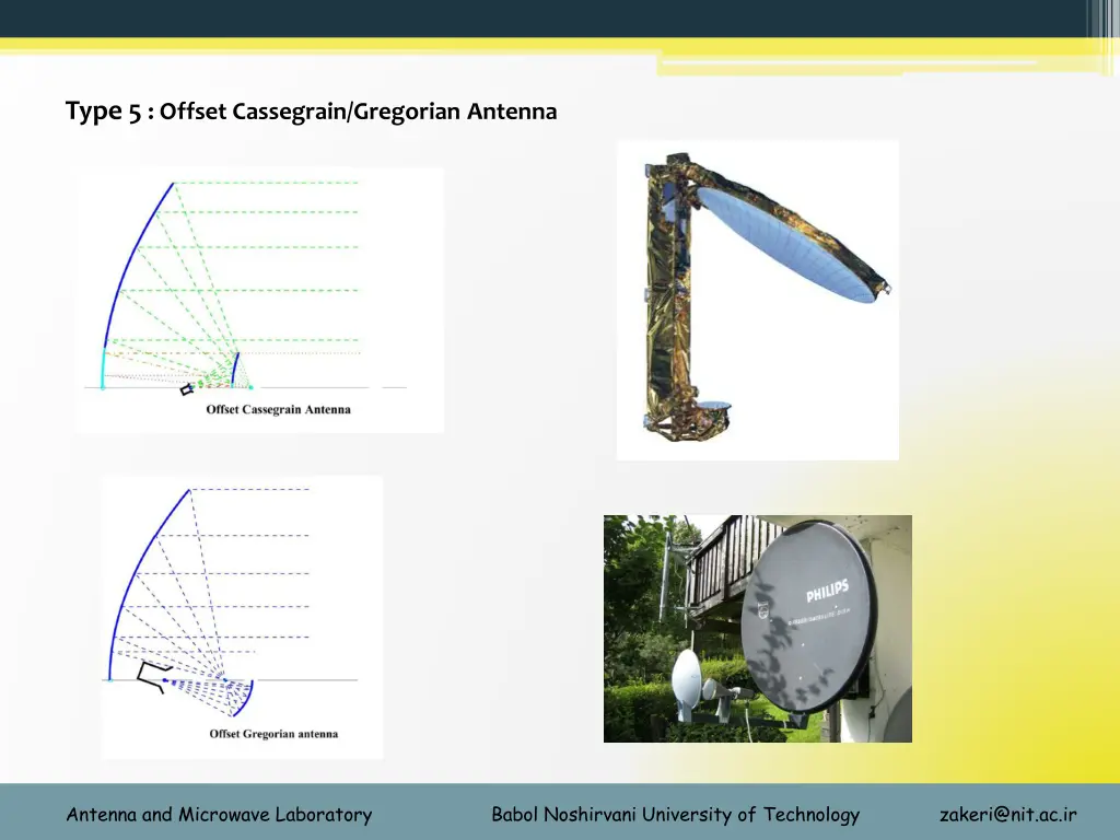 type 5 offset cassegrain gregorian antenna