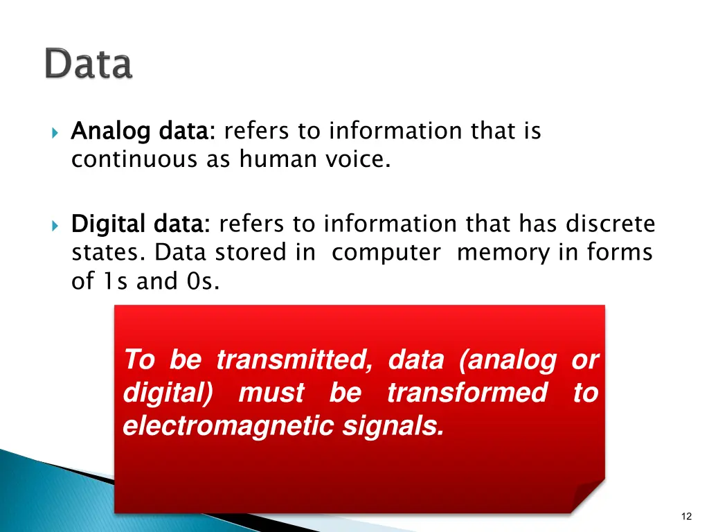 analog data continuous as human voice