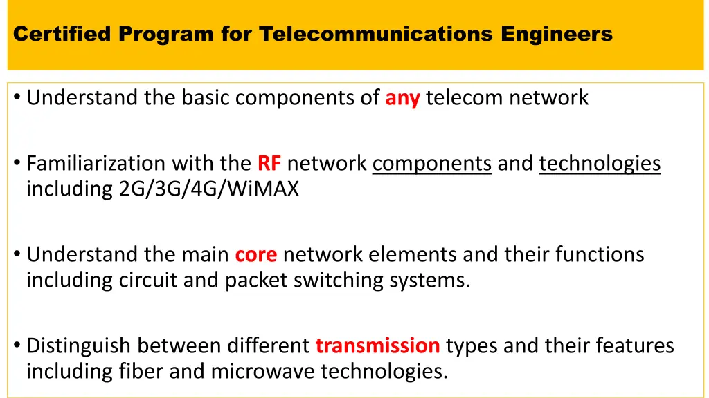 certified program for telecommunications engineers