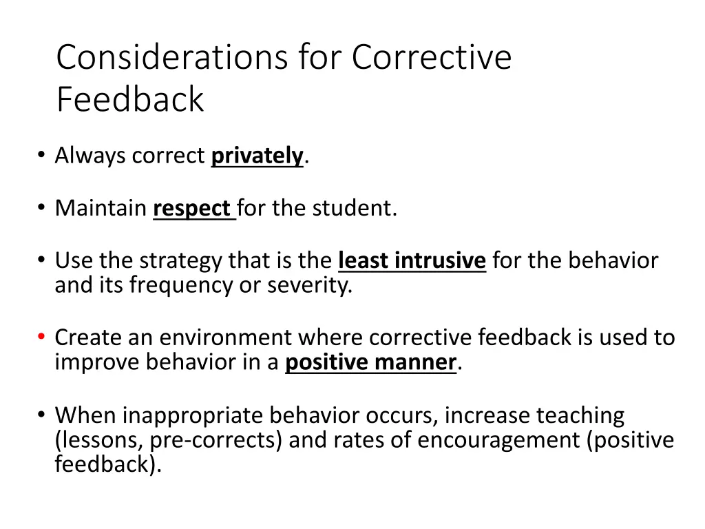 considerations for corrective feedback