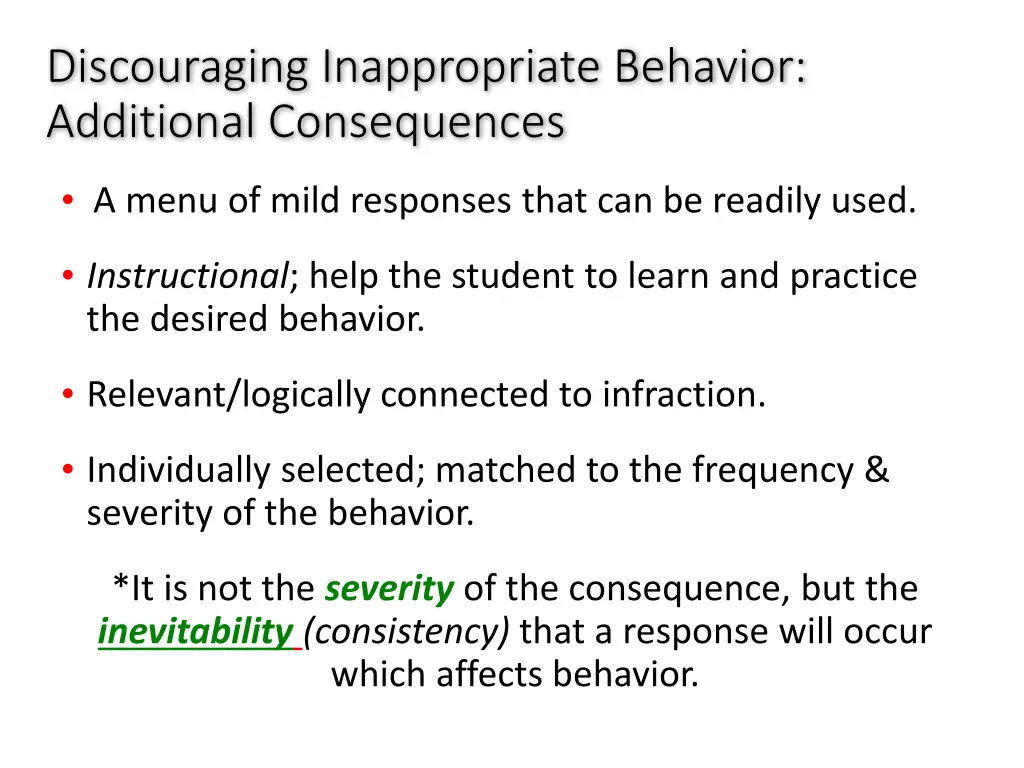 discouraging inappropriate behavior additional