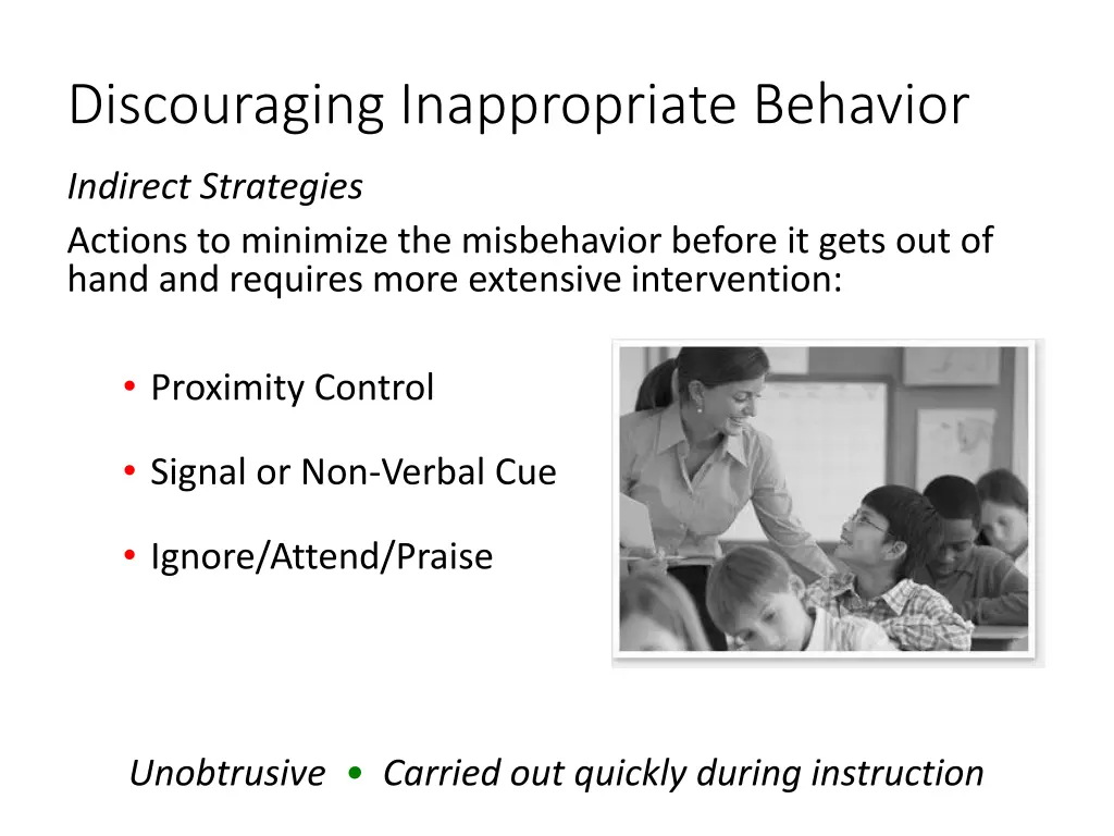 discouraging inappropriate behavior