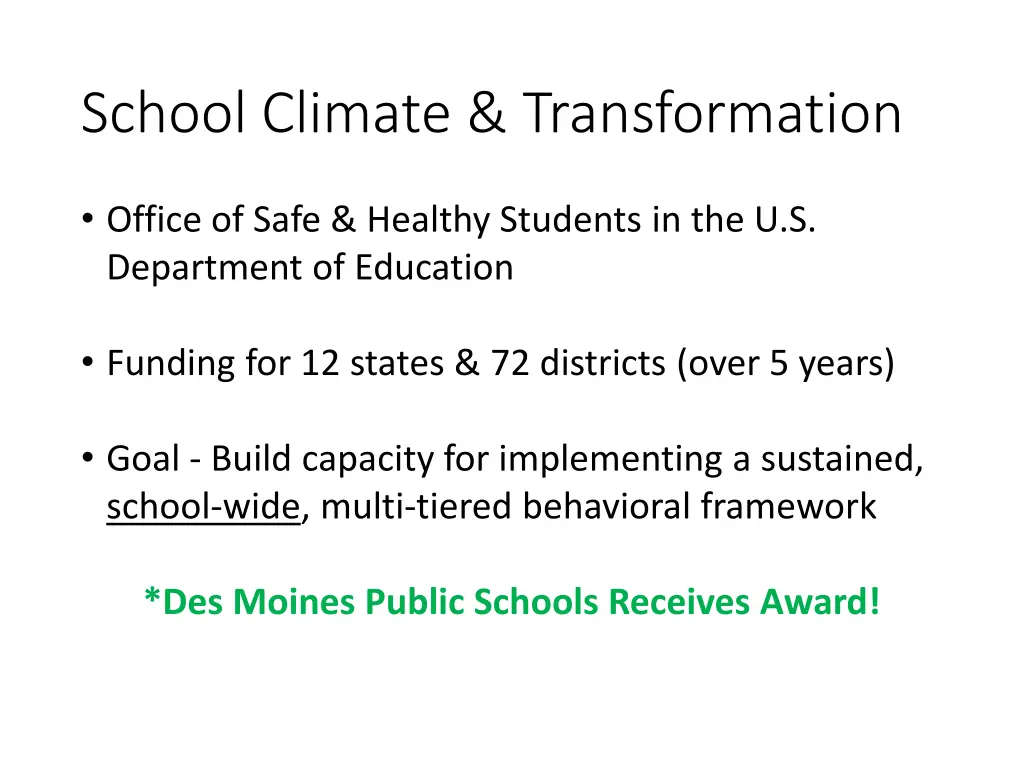 school climate transformation