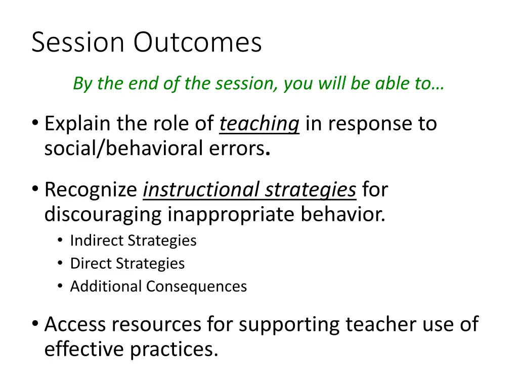 session outcomes 1