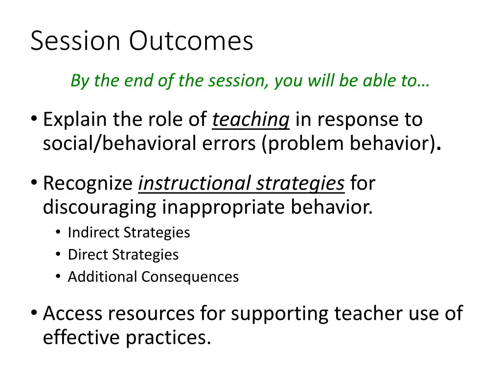 session outcomes