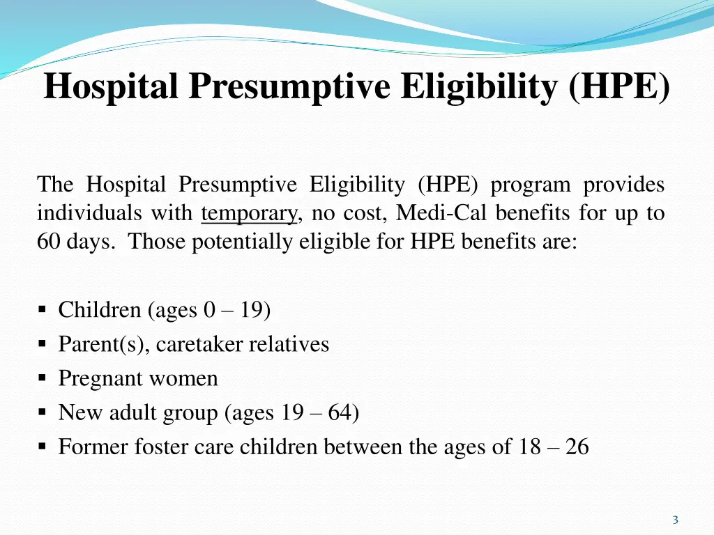hospital presumptive eligibility hpe
