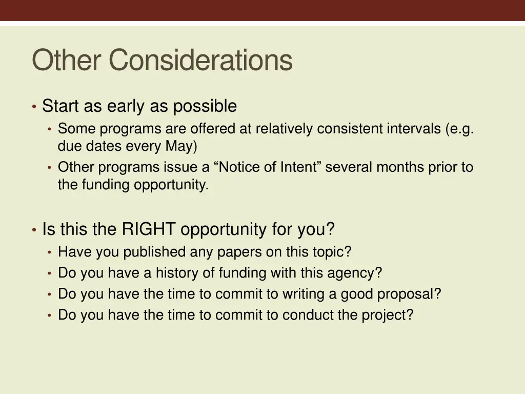 other considerations
