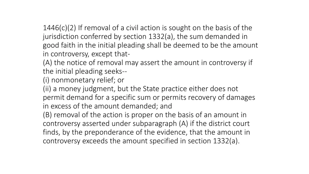 1446 c 2 if removal of a civil action is sought
