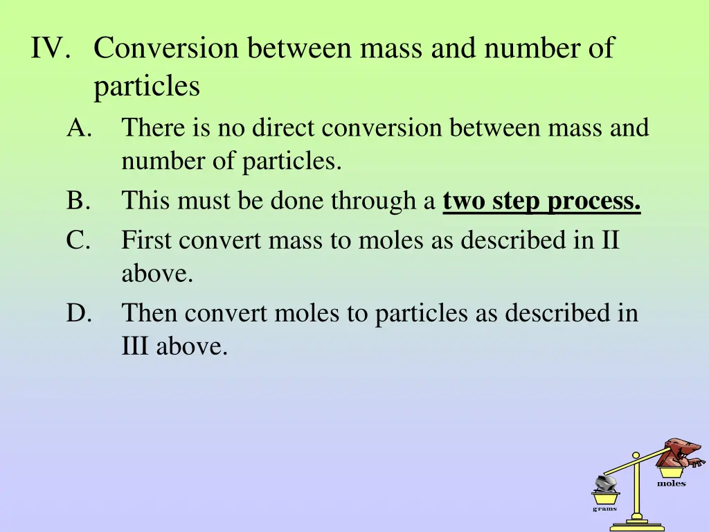 iv conversion between mass and number