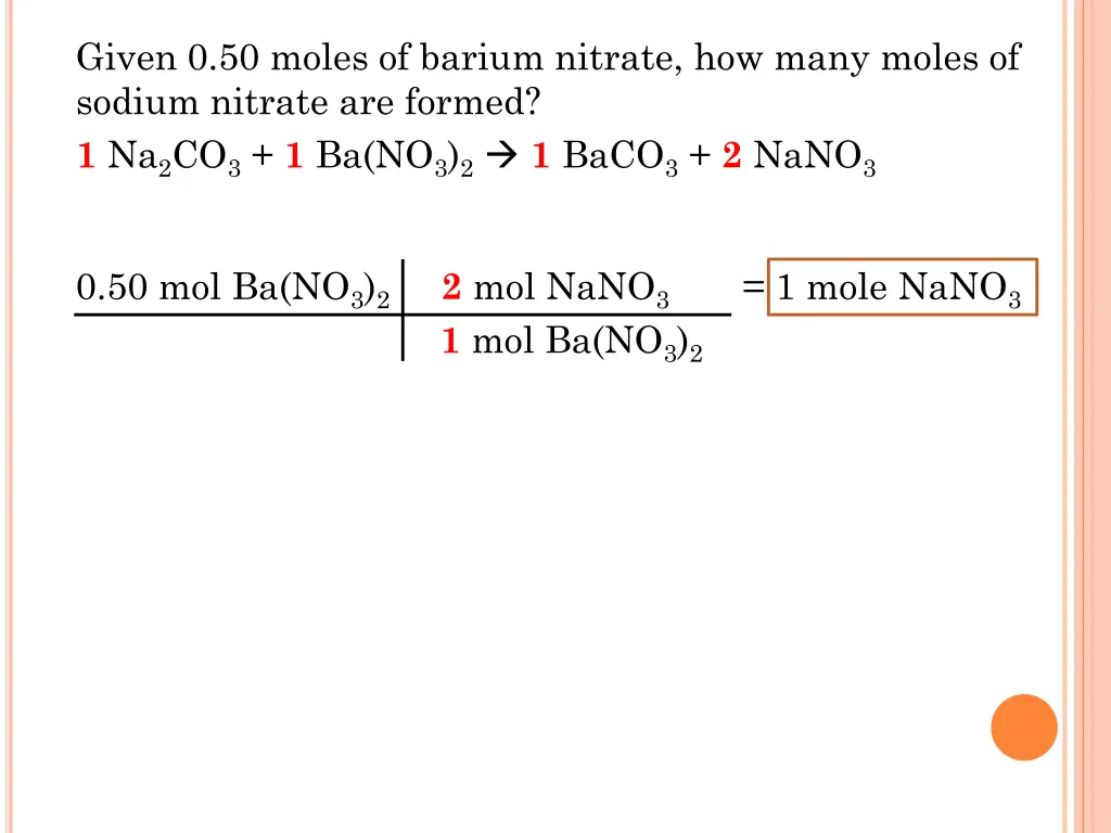 given 0 50 moles of barium nitrate how many moles 1