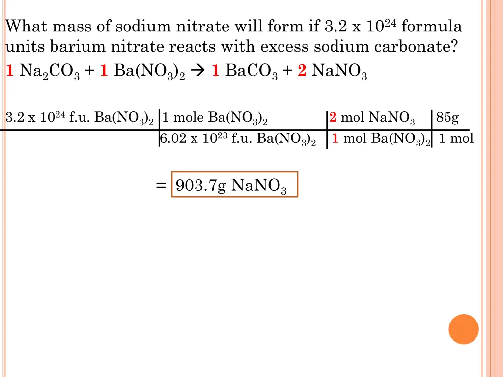 what mass of sodium nitrate will form 1