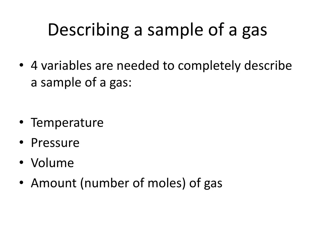 describing a sample of a gas