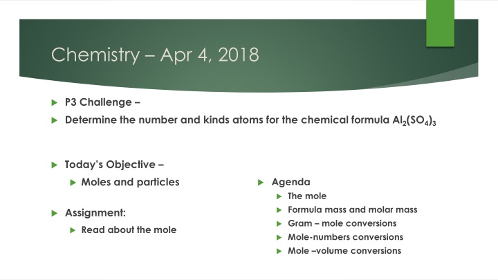 chemistry apr 4 2018