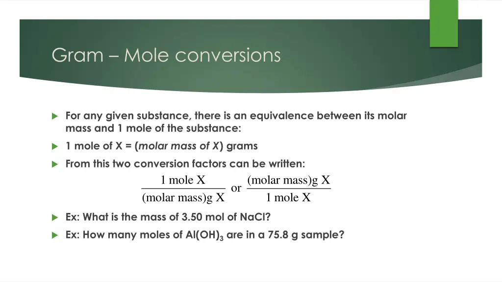 gram mole conversions