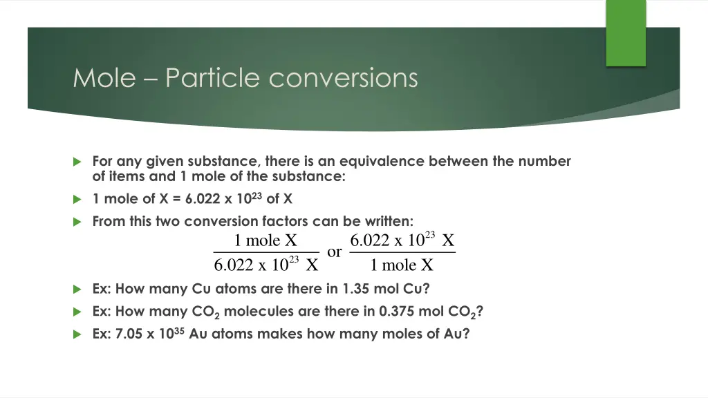 mole particle conversions
