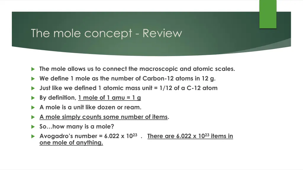 the mole concept review
