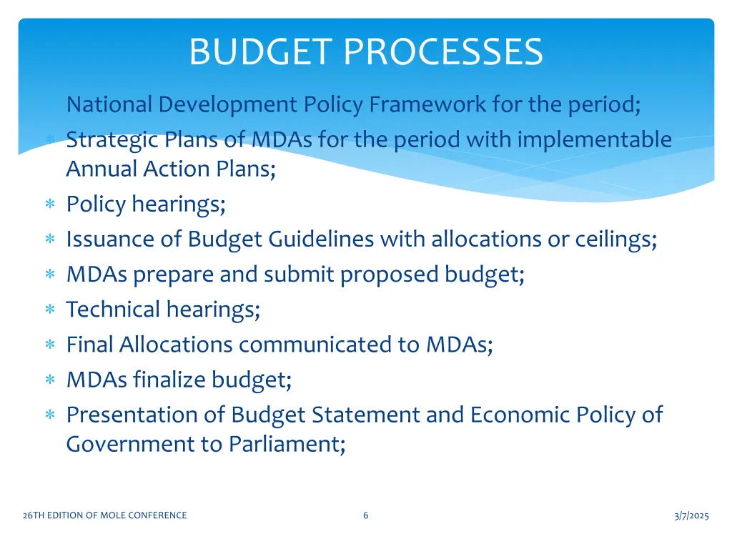 budget processes