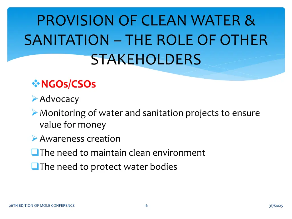 provision of clean water sanitation the role 1
