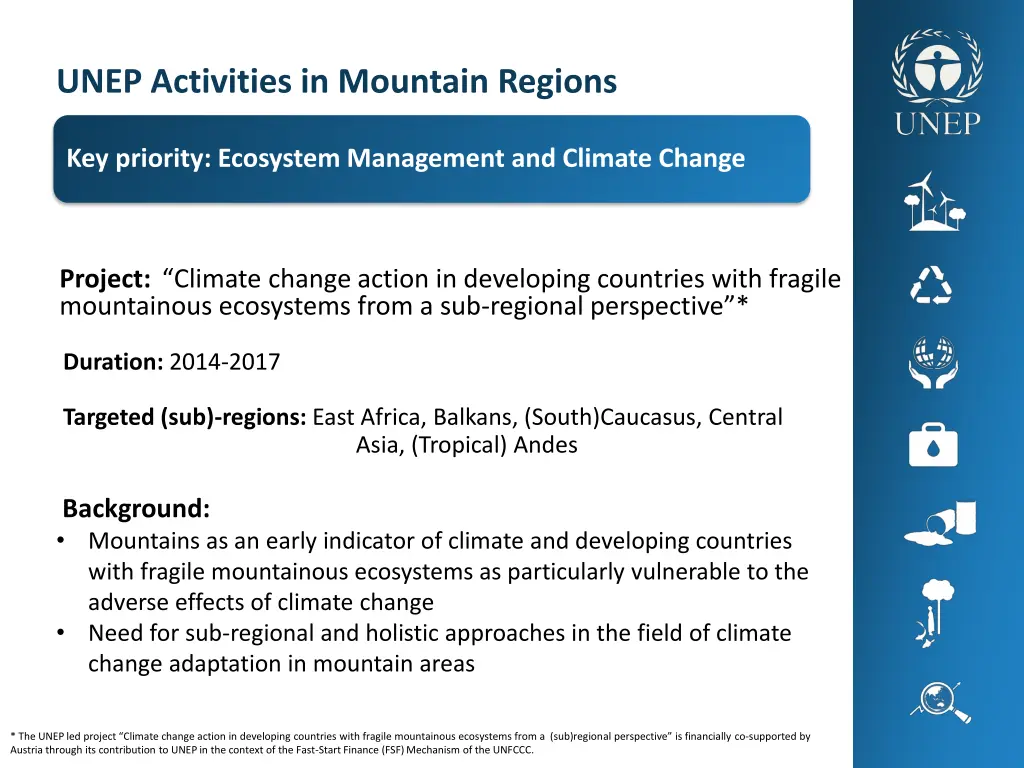 unep activities in mountain regions