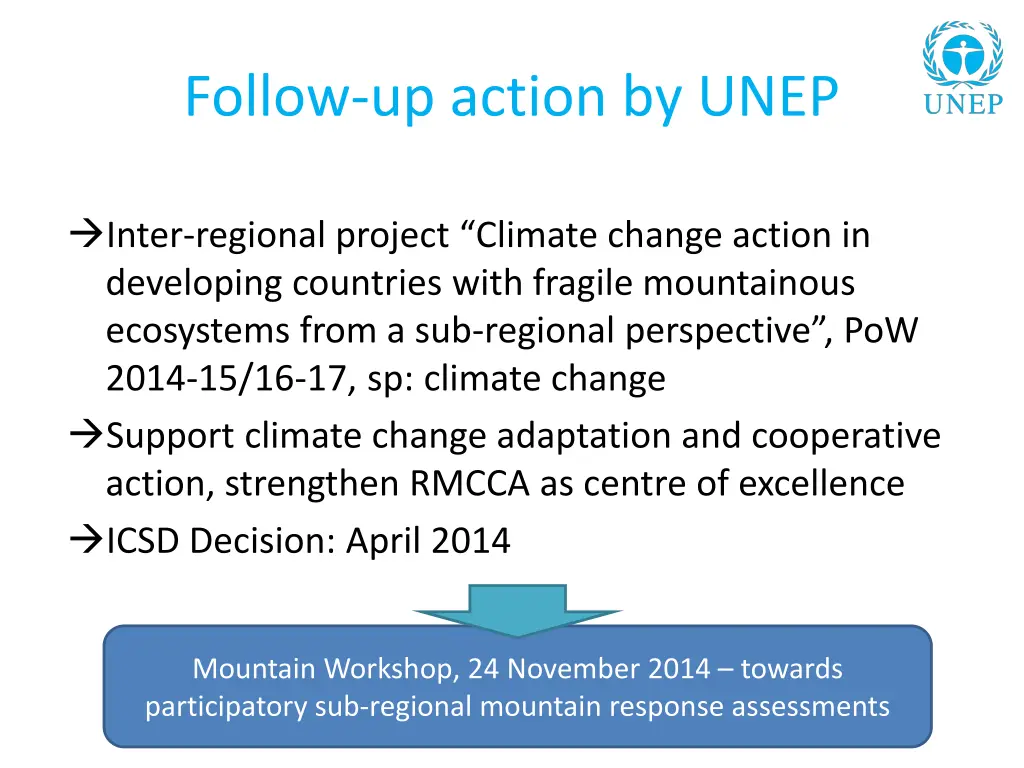 follow up action by unep