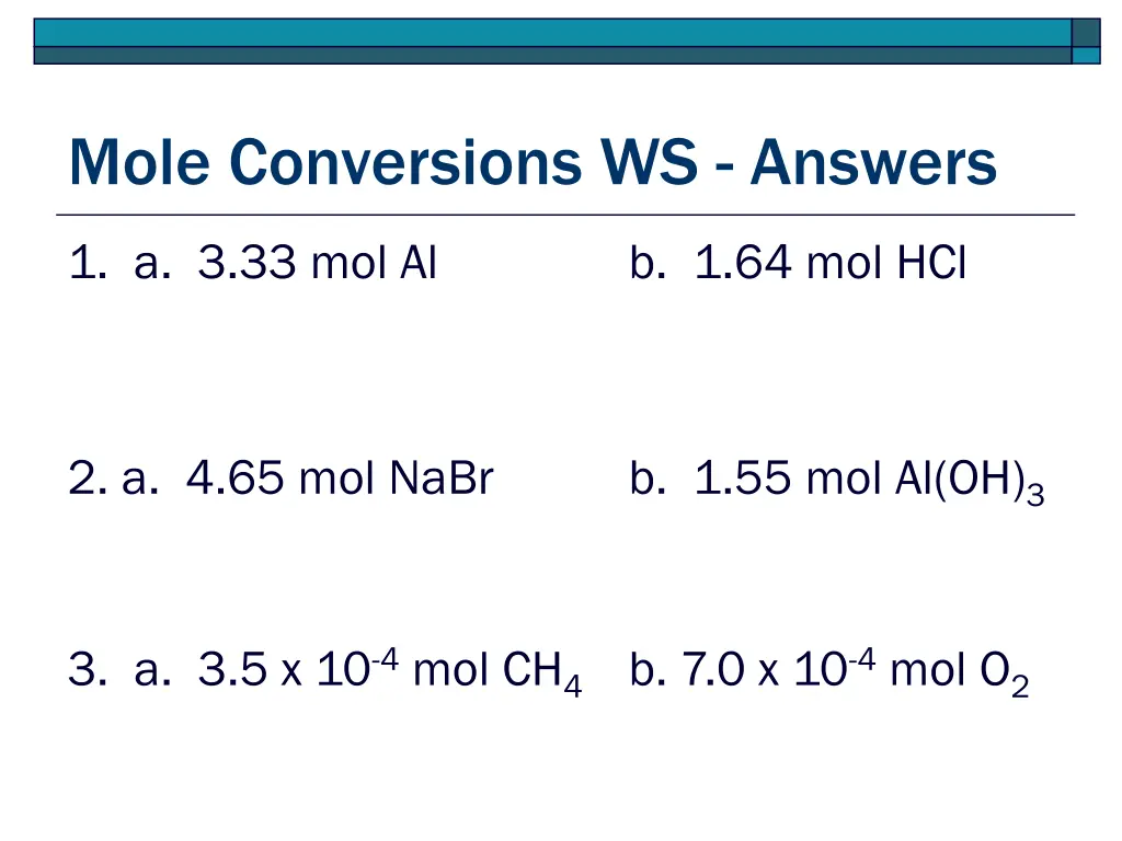 mole conversions ws answers