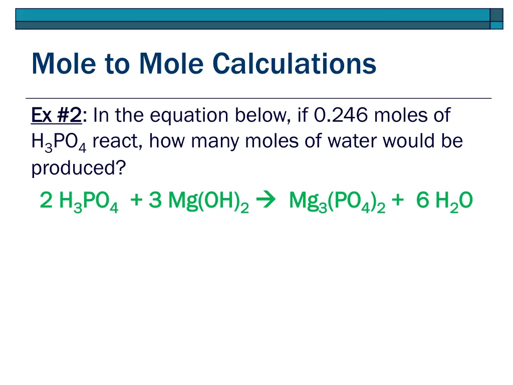 mole to mole calculations 1