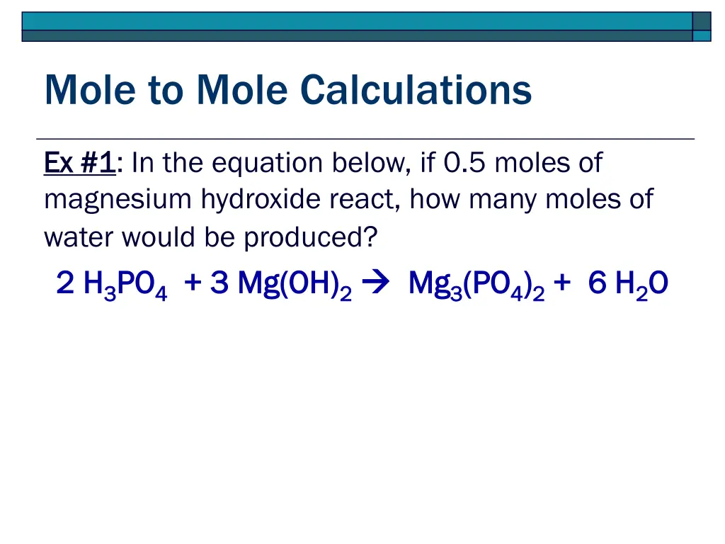 mole to mole calculations