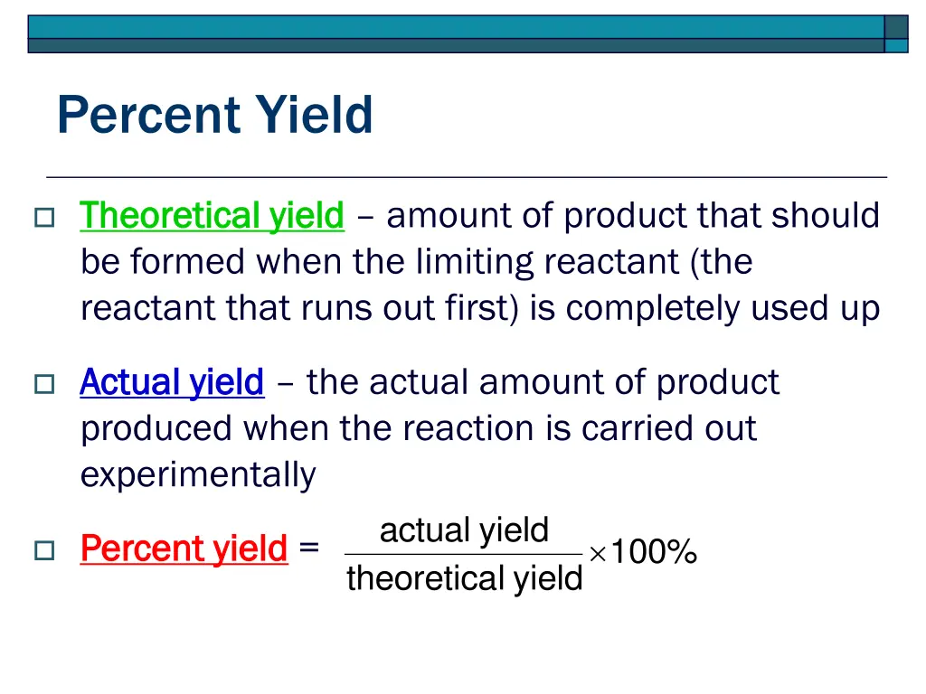 percent yield