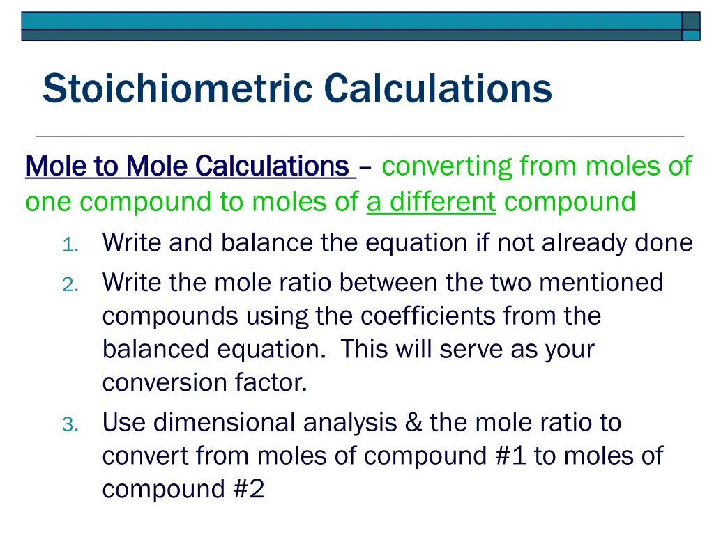 stoichiometric calculations