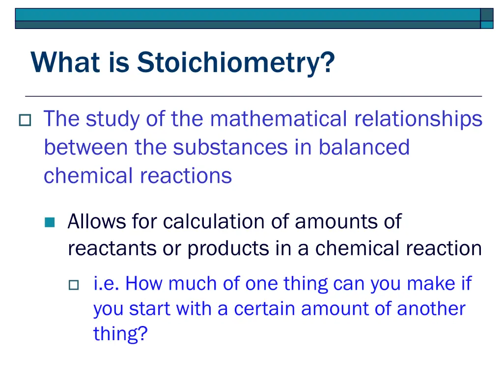 what is stoichiometry