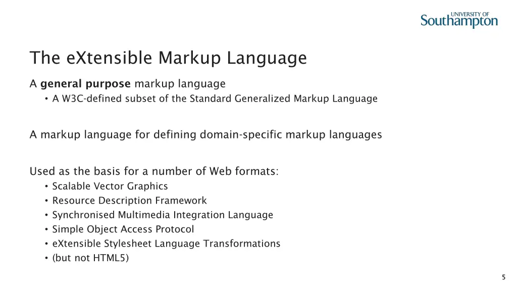 the extensible markup language