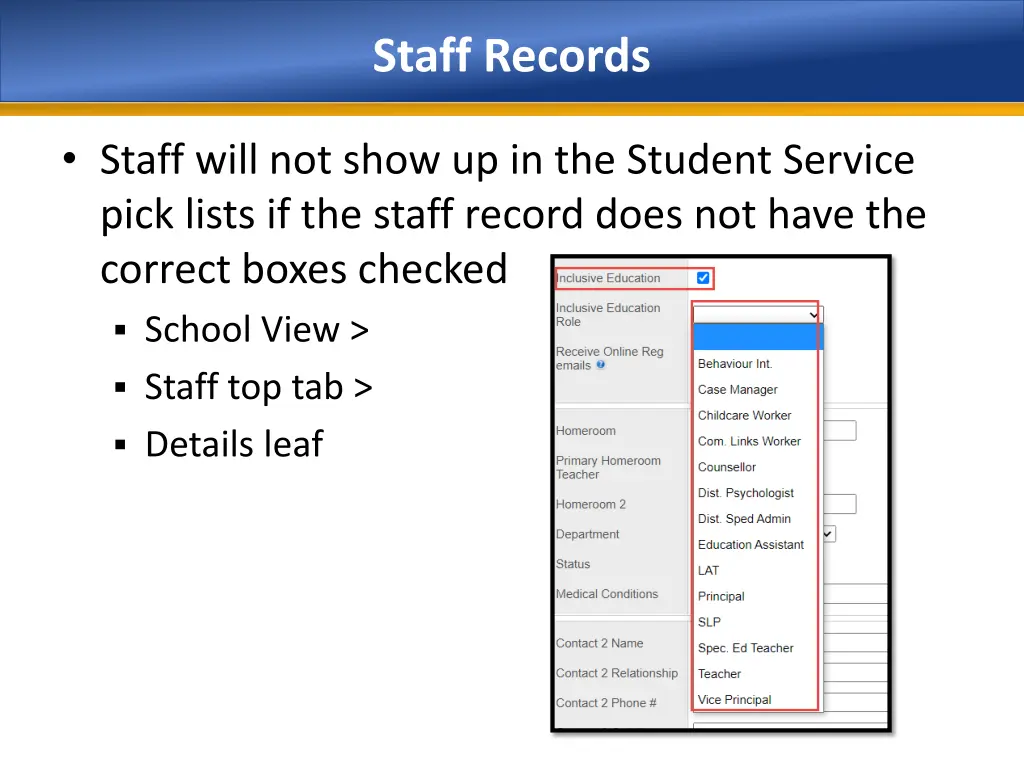 staff records