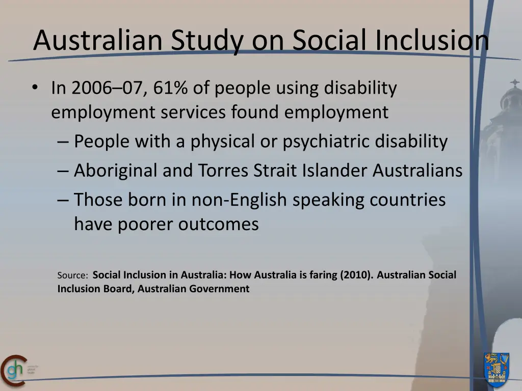 australian study on social inclusion 2