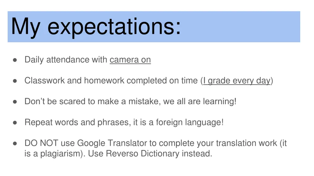 my expectations