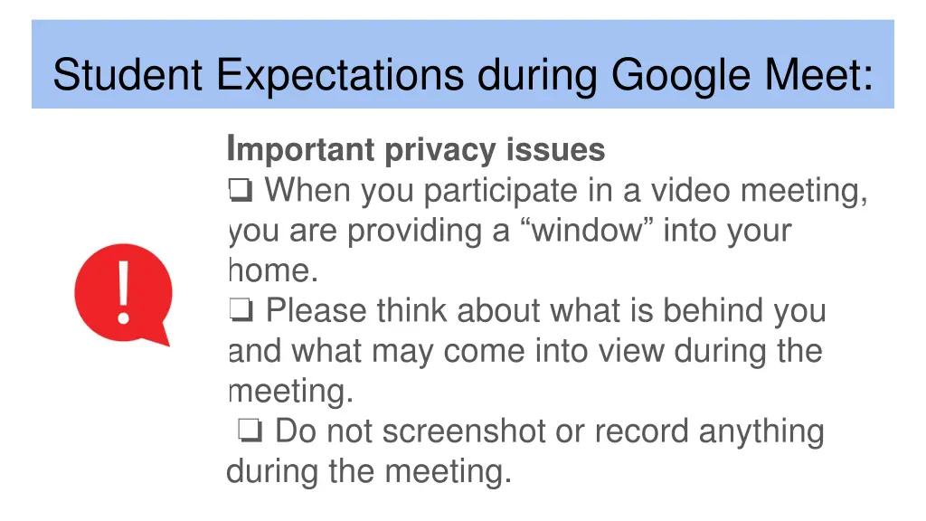 student expectations during google meet 1
