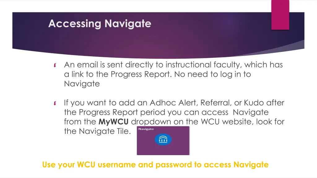 accessing navigate