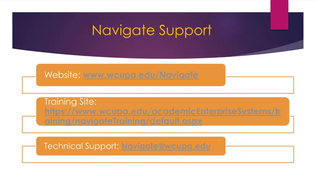 navigate support