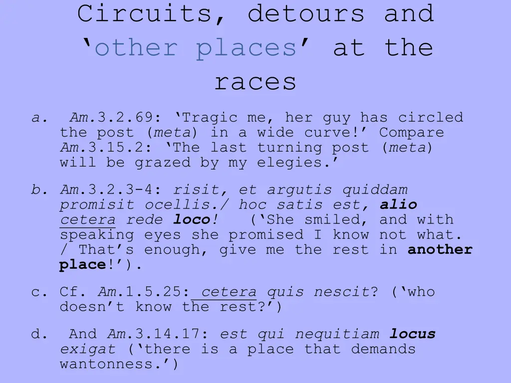 circuits detours and other places at the races