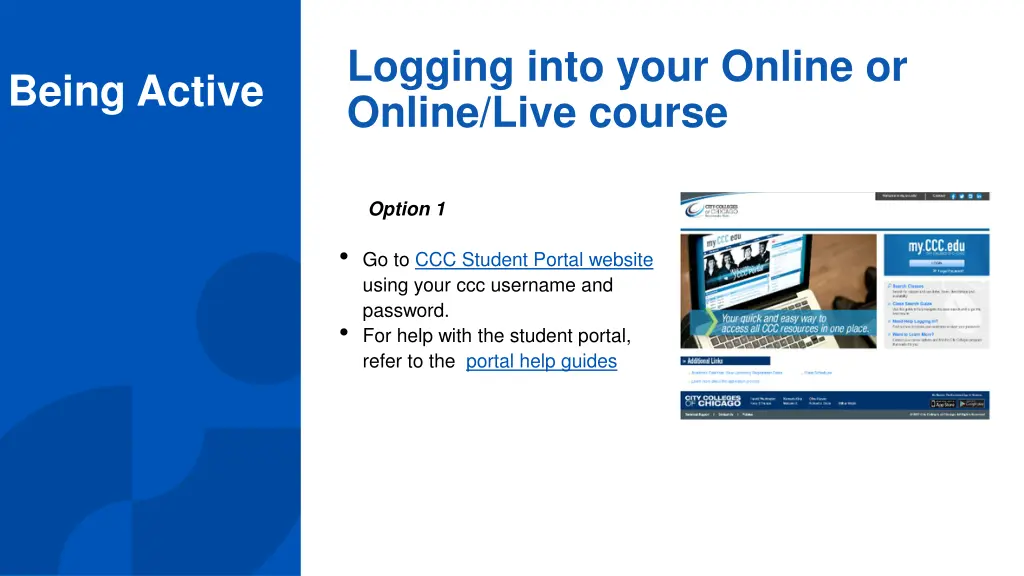 logging into your online or online live course