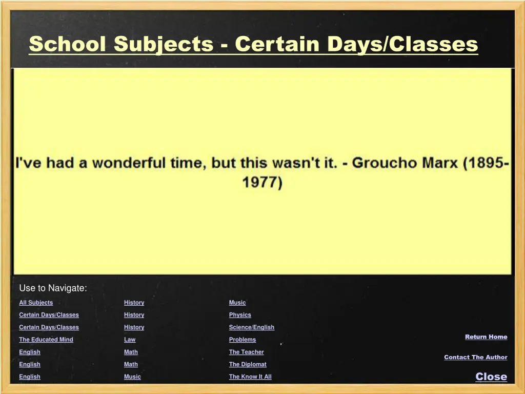 school subjects certain days classes 1
