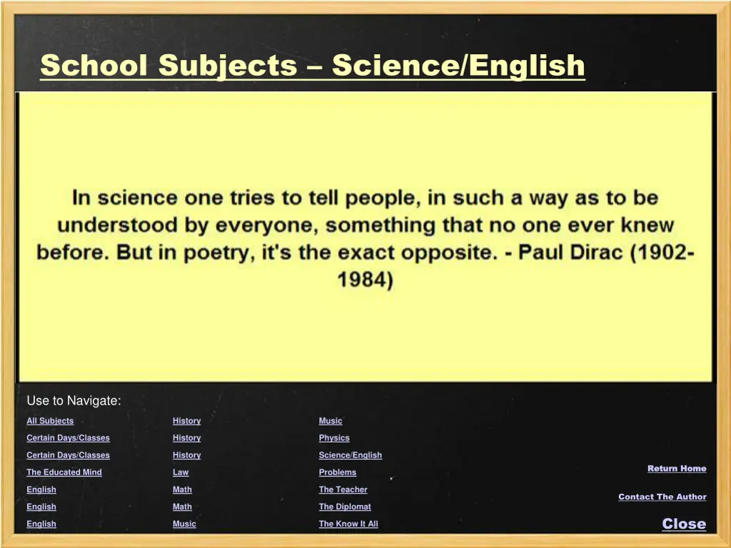 school subjects science english