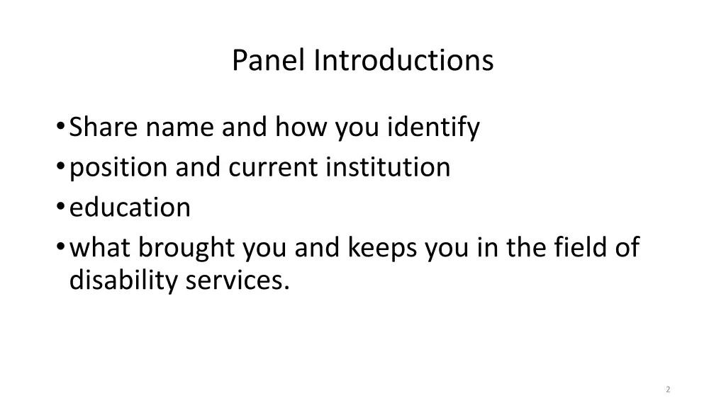panel introductions