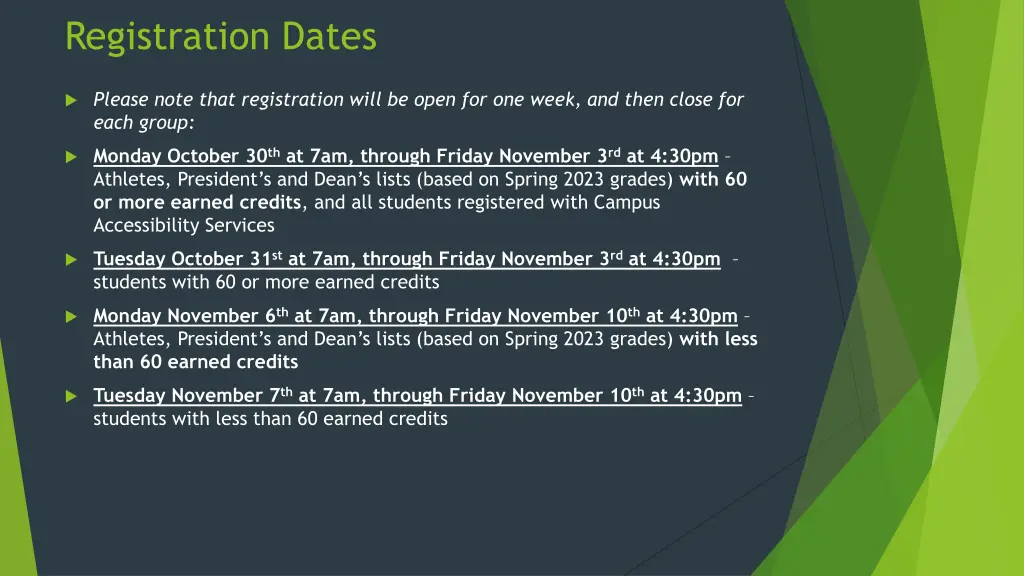 registration dates