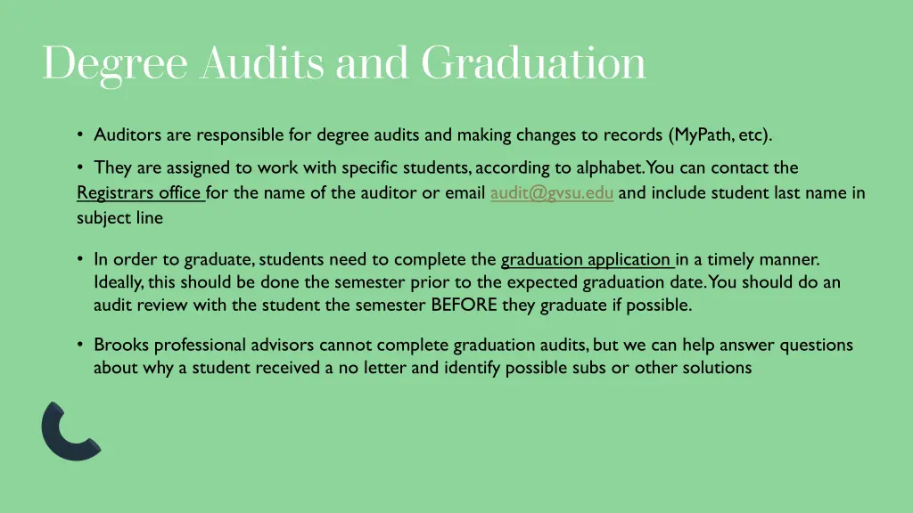 degree audits and graduation