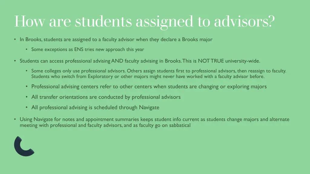 how are students assigned to advisors