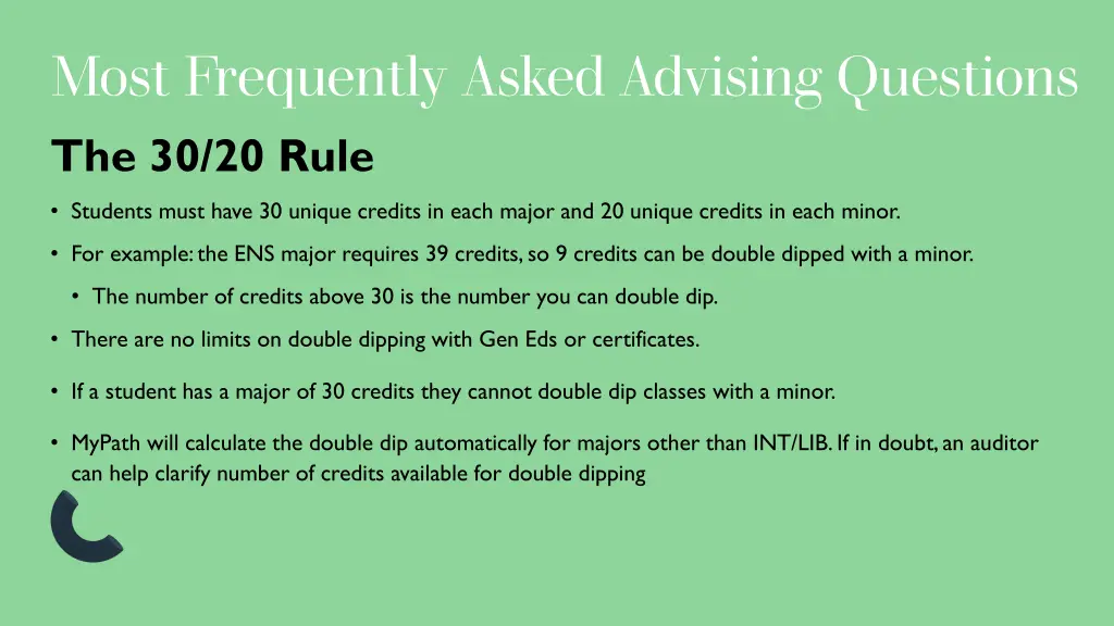 most frequently asked advising questions