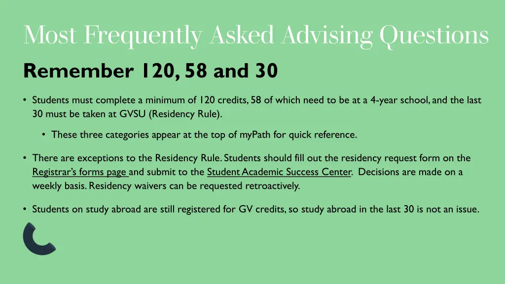 most frequently asked advising questions remember