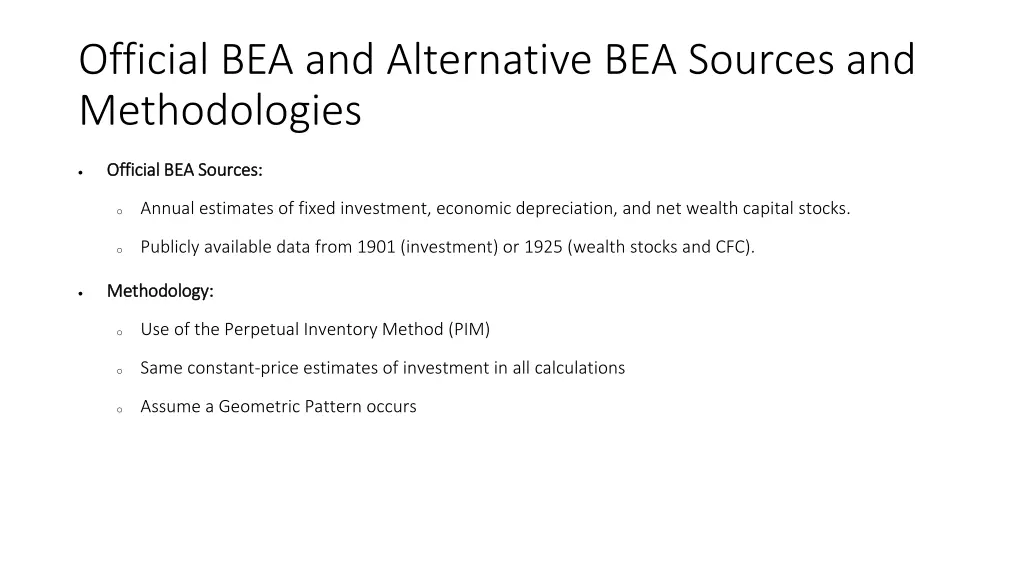 official bea and alternative bea sources